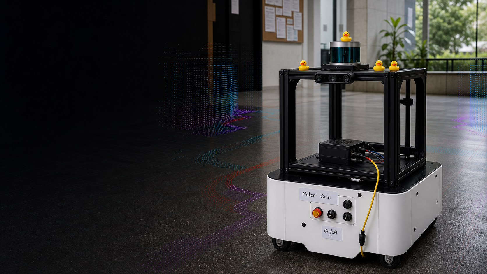 Sensörlerle donatılmış daha büyük mobil robot platformu